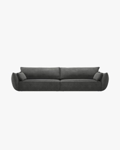 CANAPEA SPATIOASA SI CONFORTABILA KAELLE, 248 CM, CU 4 LOCURI, GRI INCHIS, CU TAPITERIE DIN TEXTIL CHENILLE OVER THE HORIZON, MICADONI