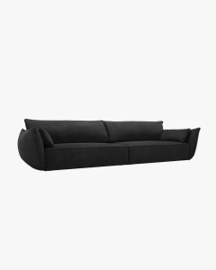 CANAPEA SPATIOASA SI CONFORTABILA KAELLE, 248 CM, CU 4 LOCURI, NEGRU, CU TAPITERIE DIN TEXTIL CHENILLE OVER THE HORIZON, MICADONI - Img 2