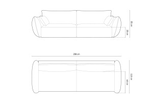 CANAPEA SPATIOASA SI CONFORTABILA KAELLE, CU 3 LOCURI, ALBASTRU ROYAL, 208 CM, CU TAPITERIE DIN TEXTIL CATIFEA BLUVEL, MICADONI - Img 6