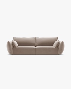 CANAPEA SPATIOASA SI CONFORTABILA KAELLE, CU 3 LOCURI, CAPPUCCINO, 208 CM, CU TAPITERIE DIN TEXTIL CATIFEA BLUVEL, MICADONI