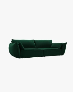 CANAPEA SPATIOASA SI CONFORTABILA KAELLE, CU 3 LOCURI, VERDE SMARLD, 208 CM, CU TAPITERIE DIN TEXTIL CATIFEA BLUVEL, MICADONI - Img 2