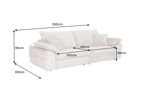 CANAPEA SUPER CONFORTABILA SOHO 260CM, 4 LOCURI, REALIZATA DIN LEMN DE PIN SI MATERIAL TEXTIL, CULOARE BEJ, INVICTA INTERIOR - Img 7