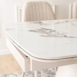 CEL MAI MIC PRET!!!MASA EXTENSIBILA 160-240CM, ARTIM MEBLE, REALIZATA DIN METAL SI CERAMICA, CULOARE MARMURA ALBA/CREM, STIL MODERN - Img 7