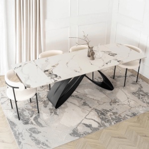 CEL MAI MIC PRET!!!MASA EXTENSIBILA 160-240CM, ARTIM MEBLE, REALIZATA DIN METAL SI CERAMICA, CULOARE MARMURA ALBA/NEGRU, STIL MODERN - Img 2