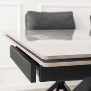CEL MAI MIC PRET!!!MASA EXTENSIBILA 160-240CM, ARTIM MEBLE, REALIZATA DIN METAL SI CERAMICA, CULOARE MARMURA GRI/NEGRU, STIL MODERN - Img 5