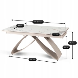 CEL MAI MIC PRET!!!MASA EXTENSIBILA 160-240CM, ARTIM MEBLE, REALIZATA DIN METAL SI CERAMICA, CULOARE MARMURA ALBA/CREM, STIL MODERN - Img 8