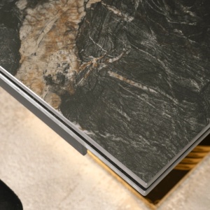 CEL MAI MIC PRET!!!MASA EXTENSIBILA 160-240CM, ARTIM MEBLE, REALIZATA DIN METAL SI CERAMICA, CULOARE MARMURA NEAGRA/AURIE, STIL MODERN - Img 5