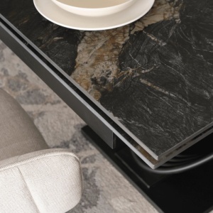 CEL MAI MIC PRET!!!MASA EXTENSIBILA 160-240CM, ARTIM MEBLE, REALIZATA DIN METAL SI CERAMICA, CULOARE MARMURA NEAGRA/NEGRU, STIL MODERN - Img 5