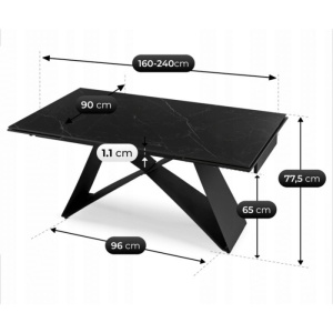 CEL MAI MIC PRET!!!MASA EXTENSIBILA 160-240CM, ARTIM MEBLE, REALIZATA DIN METAL SI CERAMICA, CULOARE MARMURA NEAGRA/NEGRU, STIL MODERN - Img 7