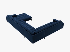 COLATR MAMAIA, CU 7 LOCURI, PE STANGA, ALBASTRU ROYAL BLUVEL 86, CU TAPITERIE DIN CATIFEA, MICADONI - Img 4