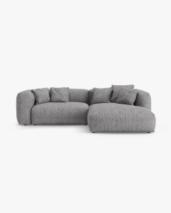 COLTAR CU 2 LOCURI, MARTINA, PE DREAPTA, 280 CM, GRI GRAFIT, TAPITAT CU TAPITERIE DIN TEXTIL BOUCLE MONET, MICADONI