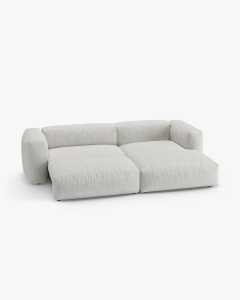COLTAR CU 2 LOCURI, MARTINA, PE DREAPTA, 280 CM, MELANJ GRI BEJ, TAPITAT CU TAPITERIE DIN TEXTIL BOUCLE MONET, MICADONI - Img 3