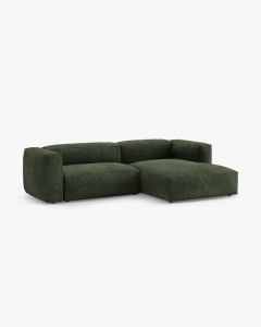 COLTAR CU 2 LOCURI, MARTINA, PE DREAPTA, 280 CM, VERDE, TAPITAT CU TAPITERIE DIN TEXTIL CATIFEA VOGUE, MICADONI - Img 2