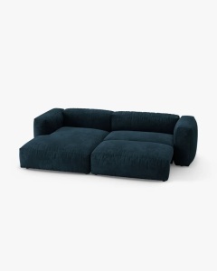COLTAR CU 2 LOCURI, MARTINA, PE STANGA, 280 CM, ALBASTRU INCHIS, TAPITAT CU TAPITERIE DIN TEXTIL CATIFEA VOGUE, MICADONI - Img 3