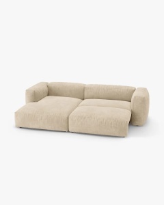 COLTAR CU 2 LOCURI, MARTINA, PE STANGA, 280 CM, BEJ DESCHIS, TAPITAT CU TAPITERIE DIN TEXTIL CATIFEA VOGUE, MICADONI - Img 3