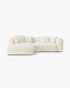 COLTAR CU 2 LOCURI, MARTINA, PE STANGA, 280 CM, FILDES, TAPITAT CU TAPITERIE DIN TEXTIL BOUCLE MONET, MICADONI