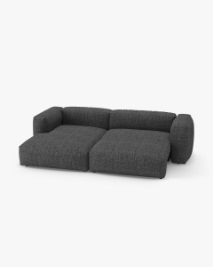 COLTAR CU 2 LOCURI, MARTINA, PE STANGA, 280 CM, GRI ANTRACIT, TAPITAT CU TAPITERIE DIN TEXTIL BOUCLE MONET, MICADONI - Img 3