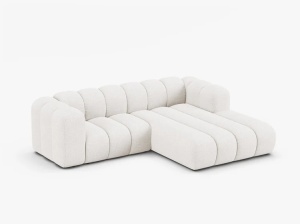 COLTAR CU 3 LOCURI LUPIN 230, PE DREAPTA, ALB, CU TAPITERIE DIN TEXTIL BOUCLE BALOO, MICADONI - Img 2