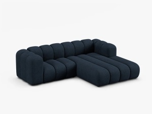 COLTAR CU 3 LOCURI LUPIN 230, PE DREAPTA, ALBASTRU INCHIS, CU TAPITERIE DIN TEXTIL BOUCLE BALOO, MICADONI - Img 2