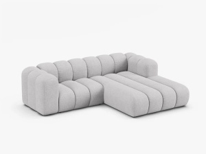 COLTAR CU 3 LOCURI LUPIN 230, PE DREAPTA, GRI DESCHIS, CU TAPITERIE DIN TEXTIL BOUCLE BALOO, MICADONI - Img 2