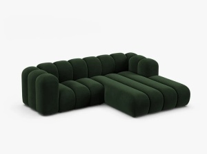 COLTAR CU 3 LOCURI LUPIN 230, PE DREAPTA, VERDE SMARALD, CU TAPITERIE DIN CATIFEA VENUS, MICADONI - Img 2