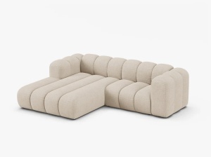 COLTAR CU 3 LOCURI LUPIN 230, PE STANGA, BEJ, CU TAPITERIE DIN TEXTIL BOUCLE BALOO, MICADONI - Img 2