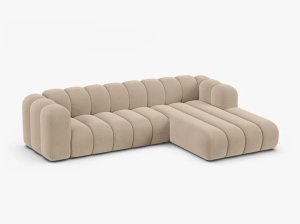COLTAR CU 4 LOCURI LUPIN 288, PE DREAPTA, BEJ, CU TAPITERIE DIN CATIFEA VENUS, MICADONI - Img 2