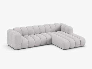 COLTAR CU 4 LOCURI LUPIN 288, PE DREAPTA, GRI DESCHIS, CU TAPITERIE DIN TEXTIL BOUCLE BALOO, MICADONI - Img 2