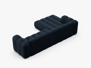 COLTAR CU 4 LOCURI LUPIN 288, PE STANGA, ALBASTRU INCHIS, CU TAPITERIE DIN TEXTIL BOUCLE BALOO, MICADONI - Img 4