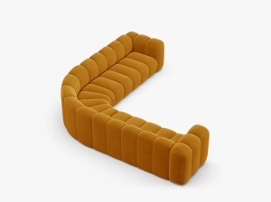 COLTAR CU 4 LOCURI LUPIN 309, GALBEN, CU TAPITERIE DIN CATIFEA SALVADORE, MICADONI - Img 3