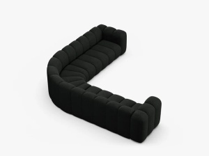 COLTAR CU 4 LOCURI LUPIN 309, NEGRU, CU TAPITERIE DIN TEXTIL BOUCLE BALOO, MICADONI - Img 3