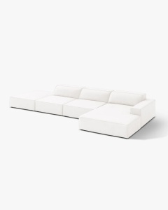 COLTAR CU 5 LOCURI JODIE, PE DREAPTA, 341X162 CM, ALB, TAPITAT CU TAPITERIE DIN TEXTIL BOUCLE BALOO, MICADONI - Img 3