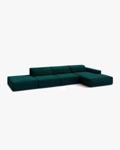 COLTAR CU 5 LOCURI JODIE, PE DREAPTA, 341X162 CM, PETROL INTENS, TAPITAT CU TAPITERIE DIN TEXTIL CATIFEA VENUS, MICADONI - Img 2