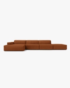 COLTAR CU 5 LOCURI JODIE, PE STANGA, 341X162 CM, CARAMIZIU, TAPITAT CU TAPITERIE DIN TEXTIL BOUCLE BALOO, MICADONI