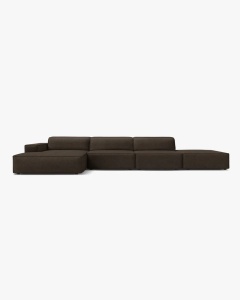 COLTAR CU 5 LOCURI JODIE, PE STANGA, 341X162 CM, MARO, TAPITAT CU TAPITERIE DIN TEXTIL BOUCLE BALOO, MICADONI