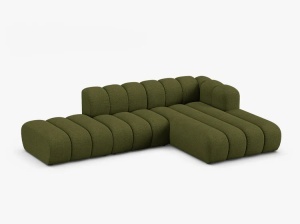 COLTAR CU 5 LOCURI LUPIN 230, PE DREAPTA, VERDE MASLINIU INCHIS, CU TAPITERIE DIN TEXTIL BOUCLE BALOO, MICADONI - Img 2