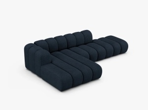 COLTAR CU 5 LOCURI LUPIN 230, PE STANGA, ALBASTRU INCHIS, CU TAPITERIE DIN TEXTIL BOUCLE BALOO, MICADONI - Img 3
