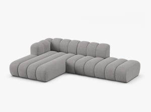 COLTAR CU 5 LOCURI LUPIN 230, PE STANGA, GRI DESCHIS, CU TAPITERIE DIN CHENILLE EDEN, MICADONI - Img 2
