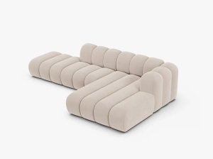COLTAR CU 5 LOCURI LUPIN 294, PE DREAPTA, BEJ DESCHIS, CU TAPITERIE DIN CATIFEA VENUS, MICADONI - Img 3
