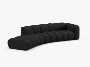 COLTAR CU 5 LOCURI, LUPIN, 335, PE STANGA, NEGRU, CU TAPITERIE DIN TEXTIL BOUCLE BALOO, MICADONI - Img 2