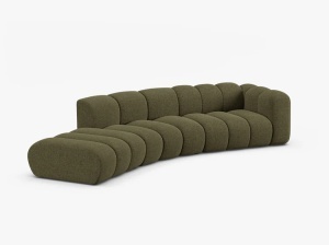 COLTAR CU 5 LOCURI, LUPIN, 335, PE STANGA, VERDE, CU TAPITERIE DIN TEXTIL CHENILLE EDEN, MICADONI - Img 2