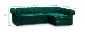 COLTAR EXTENSIBIL 278 CM, VALENTINO L DREAPTA, VERDE, DIN STOFA DE CALITATE SUPERIOARA - Img 6