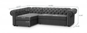 COLTAR EXTENSIBIL 278 CM, VALENTINO L STANGA,GRI, DIN STOFA DE CALITATE SUPERIOARA - Img 7