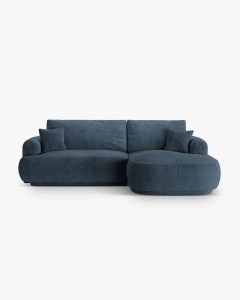 COLTAR EXTENSIBIL ELLA, PE DREAPTA, ALBASTRU INCHIS, 271X174 CM, TAPITAT CU TAPITERIE DIN TEXTIL STRUCTURAT SORELLA, MICADONI