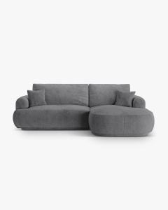 COLTAR EXTENSIBIL ELLA, PE DREAPTA, GRI, 271X174 CM, TAPITAT CU TAPITERIE DIN TEXTIL STRUCTURAT SORELLA, MICADONI