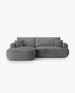 COLTAR EXTENSIBIL ELLA, PE STANGA, GRI, 271X174 CM, TAPITAT CU TAPITERIE DIN TEXTIL STRUCTURAT SORELLA, MICADONI