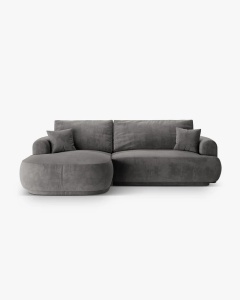 COLTAR EXTENSIBIL ELLA, PE STANGA, GRI, 271X174 CM, TAPITAT CU TAPITERIE DIN TEXTIL CATIFEA VOGUE, MICADONI