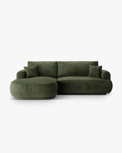 COLTAR EXTENSIBIL ELLA, PE STANGA, VERDE, 271X174 CM, TAPITAT CU TAPITERIE DIN TEXTIL CATIFEA VOGUE, MICADONI