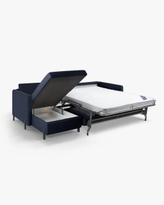 COLTAR EXTENSIBIL GLORIA, ALBASTRU, PE STANGA, 266 CM, TAPITAT CU TAPITERIE DIN TEXTIL STRUCTURAT BJORN, MICADONI - Img 3