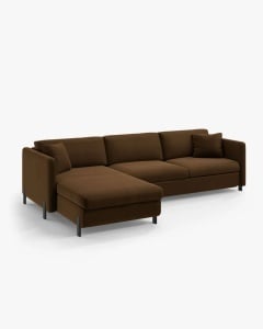COLTAR EXTENSIBIL GLORIA, CIOCOLATIU, PE STANGA, 266 CM, TAPITAT CU TAPITERIE DIN TEXTIL CATIFEA SALVADOR, MICADONI - Img 6